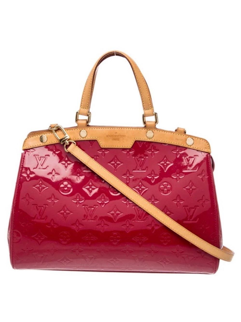 Louis Vuitton Red Vernis Brea MM Top Handle  Detachable Strap